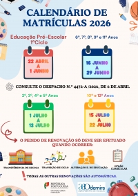 Matr&iacute;culas (ano letivo 2026/2027)