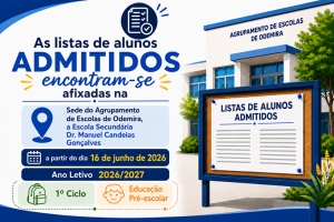 Listas de Admitidos (pré-escolar e 1.º ano de escolaridade)